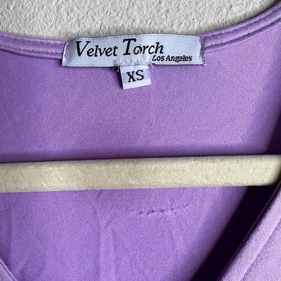Velvet Torch Los Angeles Purple Long Sleeve V Neck Midi Dress XS - Picture 2 of 8